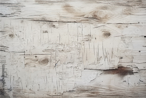 texture of old, damaged, cracked wood bleached with white paint with knots in a boho style