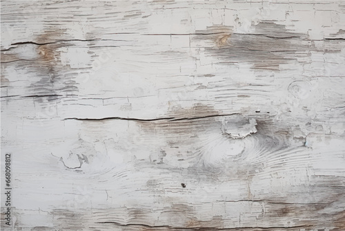 texture of old, damaged, cracked wood bleached with white paint with knots in a boho style