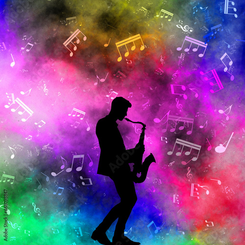musician playing a saxophone  silhouette