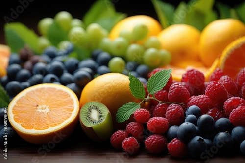 Appetizing fresh background on the theme of healthy fruits