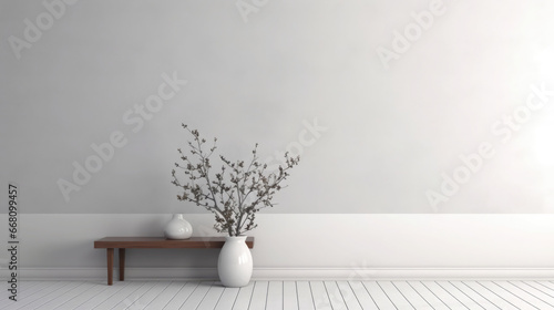 Contemporary White: Clean and minimalistic look Home Interior Backdrop, Mockup Style, Template photo