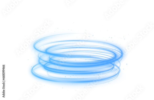 Luminous blue lines png of speed. Background white. Abstract motion lines. Light trail wave, fire path trace line, car lights, optic fiber and incandescence curve twirl. 	
