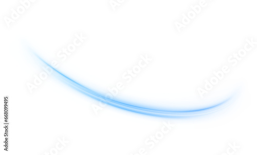 Luminous blue lines png of speed. Background white. Abstract motion lines. Light trail wave, fire path trace line, car lights, optic fiber and incandescence curve twirl. 