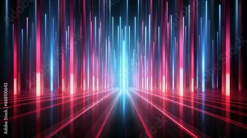 abstract neon background. glowing pink blue vertical lines. digital wallpaper. generative AI