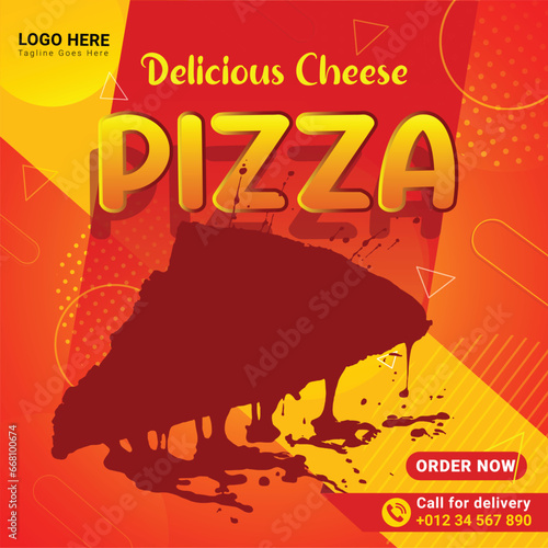Delicious Cheese Pizza social media post template