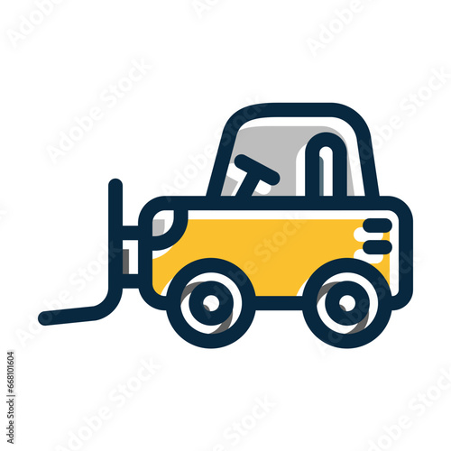 Plow Vector Thick Line Filled Colors Icon Design