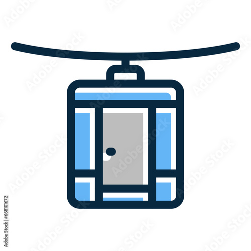 Cableway Vector Thick Line Filled Colors Icon Design