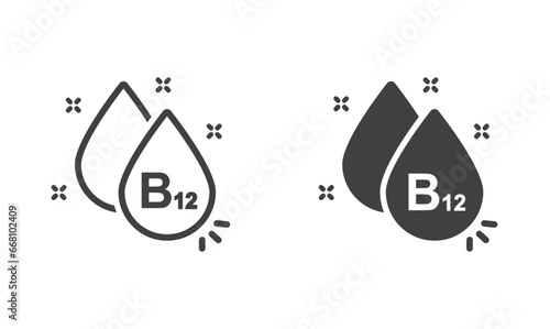 Vitamin B12 icon in form simple line water drop.