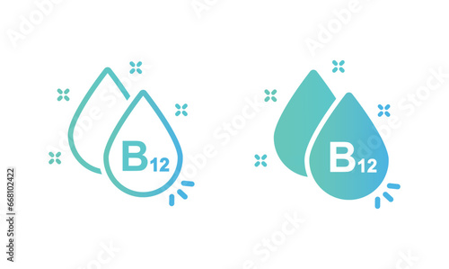 Vitamin B12 icon in form simple line water drop.