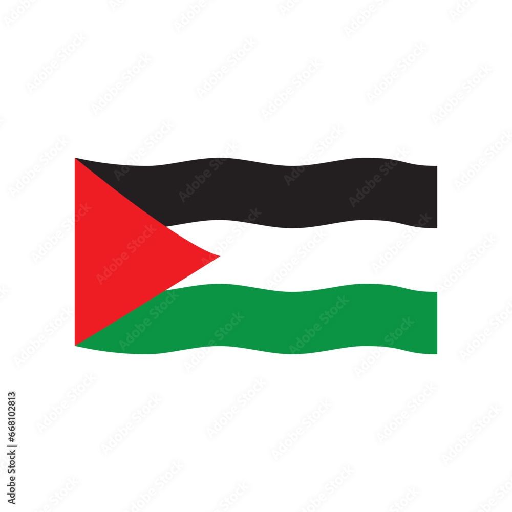 Naklejka premium wavy Palestine flag icon vector