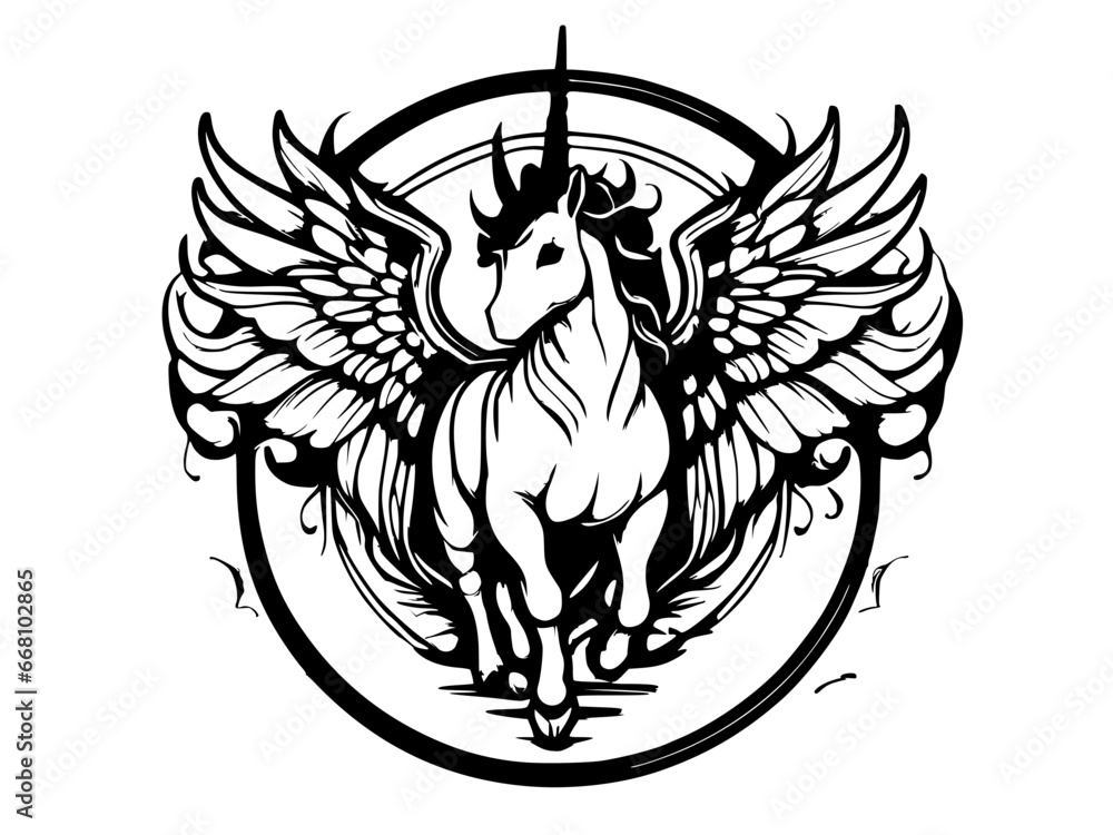 illustration of unicorn design with wings illustration of unicorn design with wings
