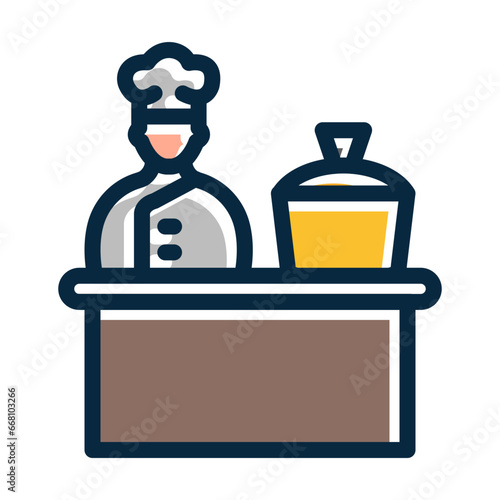 Cooking Show Vector Thick Line Filled Colors Icon Design Vector Thick Line Filled Colors Icon Design