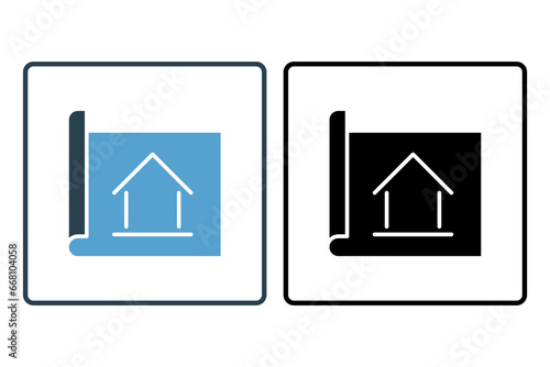 Blueprint Icon. Icon related to Construction. suitable for web site, app, user interfaces, printable etc. Solid icon style. Simple vector design editable