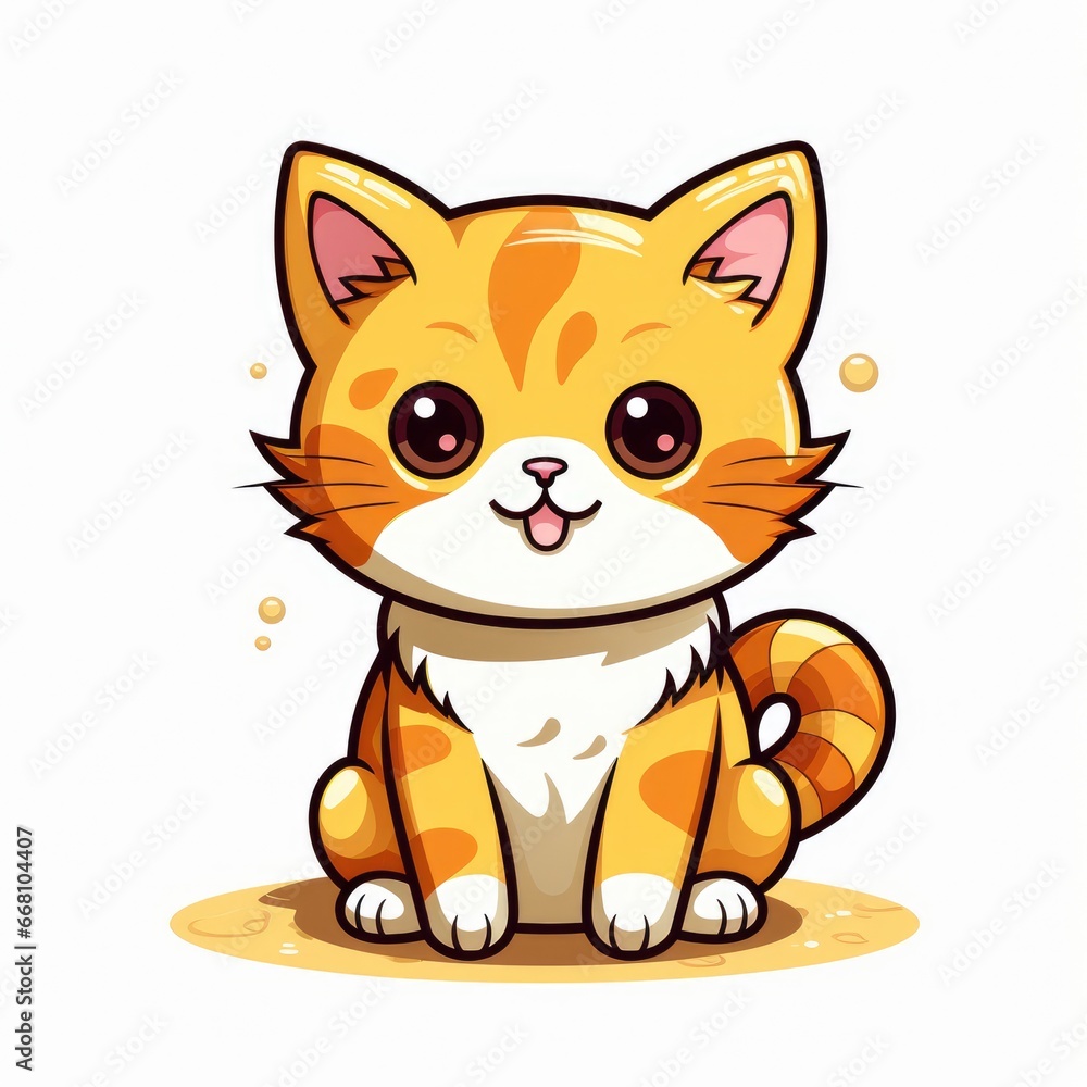 Cat Sitting PizzaIcon,Cartoon Illustration, For Printing Cat Sitting PizzaIcon,Cartoon Illustration, For Printing