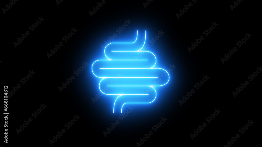 glowing Intestine human icon. Isolated medical symbol in circle on black background. See my portfolio for more color or design images. glowing Intestine human icon. Isolated medical symbol in circle on black background. See my portfolio for more color or design images.