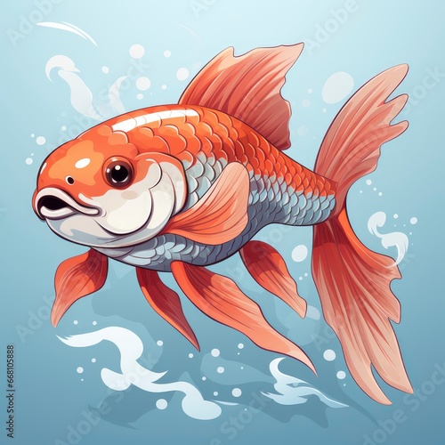 Koi FishIcon Illustration Animal Cartoon Illustration  For Printing