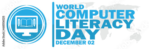 World Computer Literacy Day vector illustration. December 2. Holiday concept. Template for background, banner, card, poster with text inscription. 