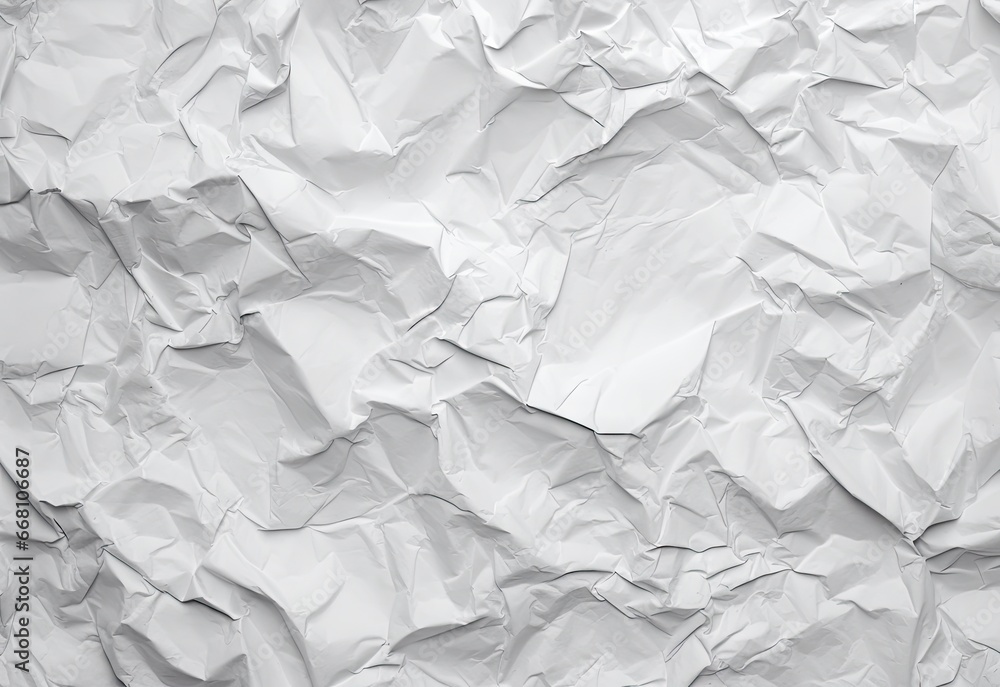 Fototapeta premium Crumpled white paper, paper texture, created with AI