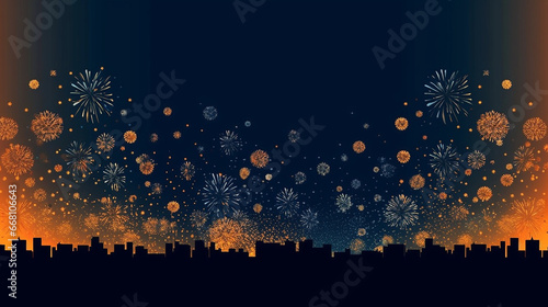 Night sky background with fireworks for a new year celebration 