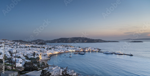 Looking across the harbour in Mykonos Town on Mykonos Island one of the Cyclades islands