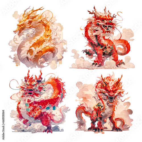 chinese new year dragon illustration for year of dragon-transparent PNG © yin foo Tan