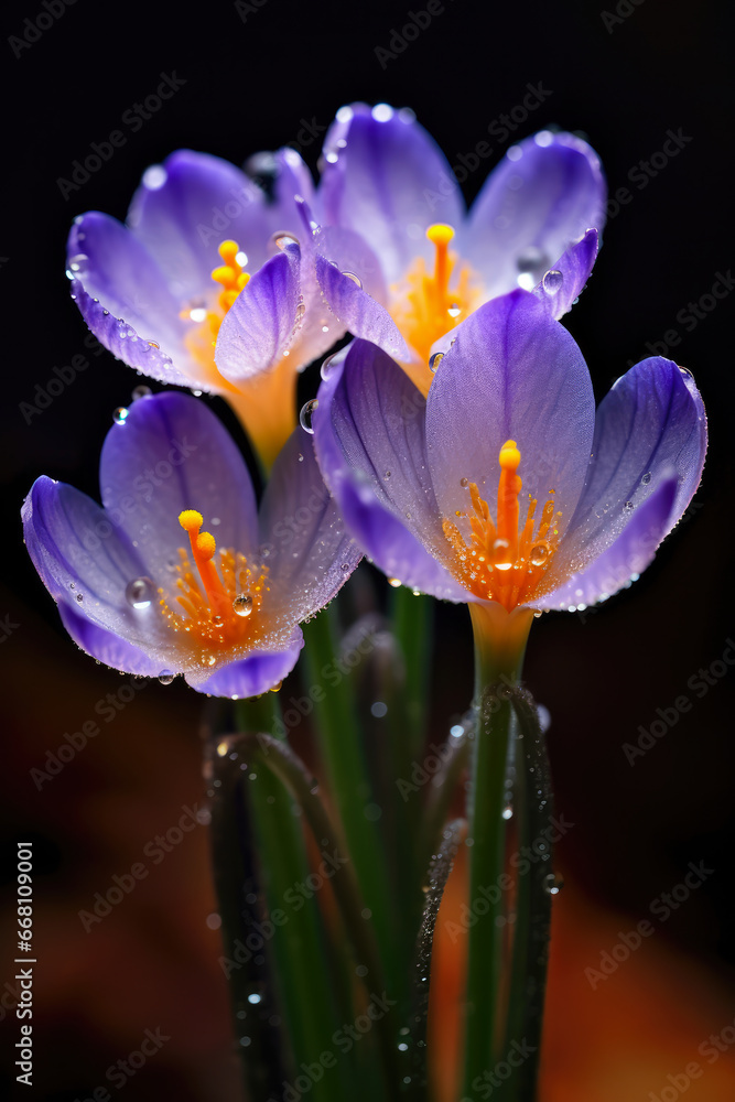 Beautiful Crocus Flowers Close-Up Beautiful Crocus Flowers Close-Up