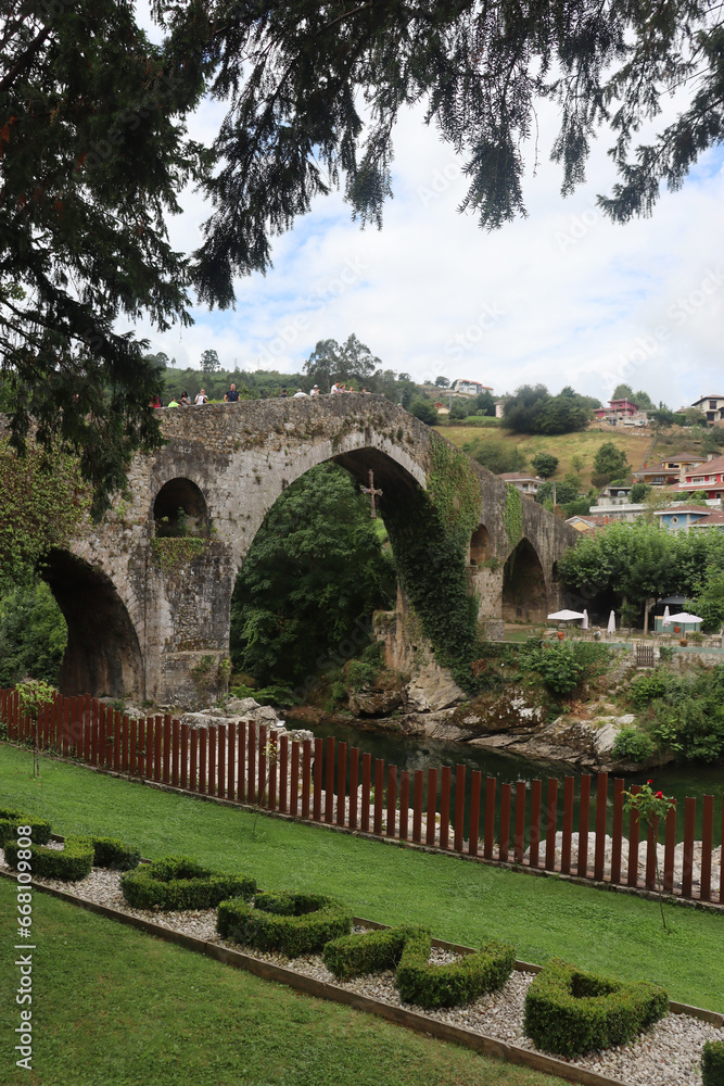Roman Bridge of Cangas de Onís, town in Asturias (Spain)