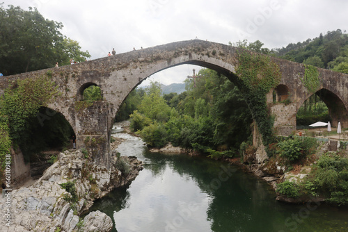 Roman Bridge of Cangas de Onís, town in Asturias (Spain)