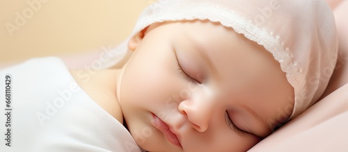 Adorable sleeping baby seen in close up
