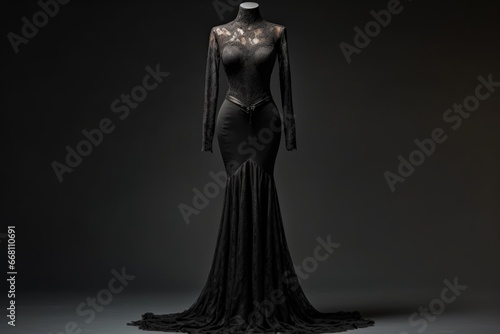 Black evening dress on the mannequin