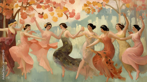 Dancing For Spring! Art DecoVINTAGE Illustration