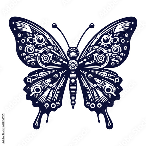 robotic butterfly steampunk sketch
