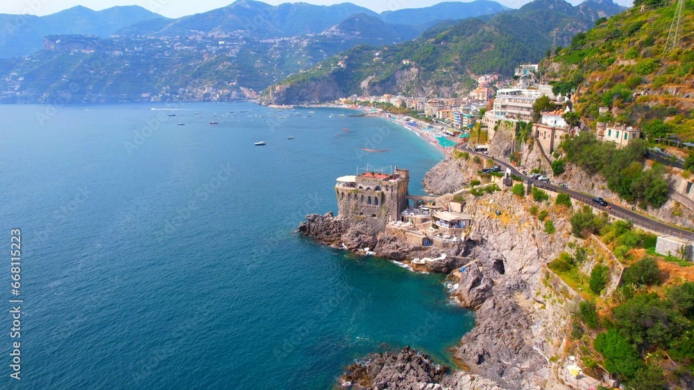 Maiori - Amalfi Coast - Aerial photo of the bathing bay from the town