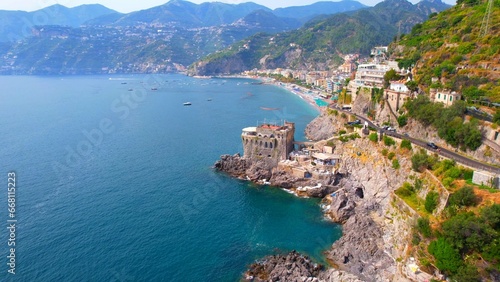 Maiori - Amalfi Coast - Aerial photo of the bathing bay from the town