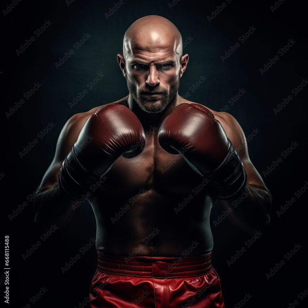 Portrait of a strong fighter boxer Portrait of a strong fighter boxer