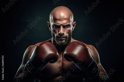 Portrait of a strong fighter boxer