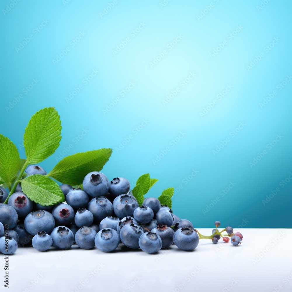 Banner with a Electric Blue background and a Blueberry with space for text. Creative food concept for ads, banners and greeting card Banner with a Electric Blue background and a Blueberry with space for text. Creative food concept for ads, banners and greeting card
