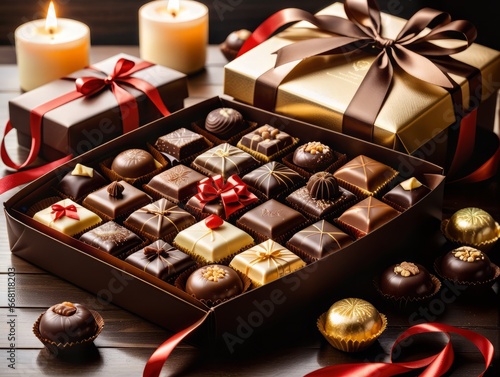 Chocolate candies in box © korobka_dv