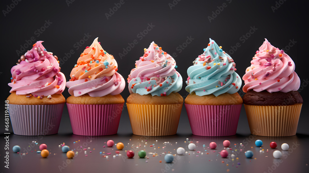 Assortment of vibrant cupcakes