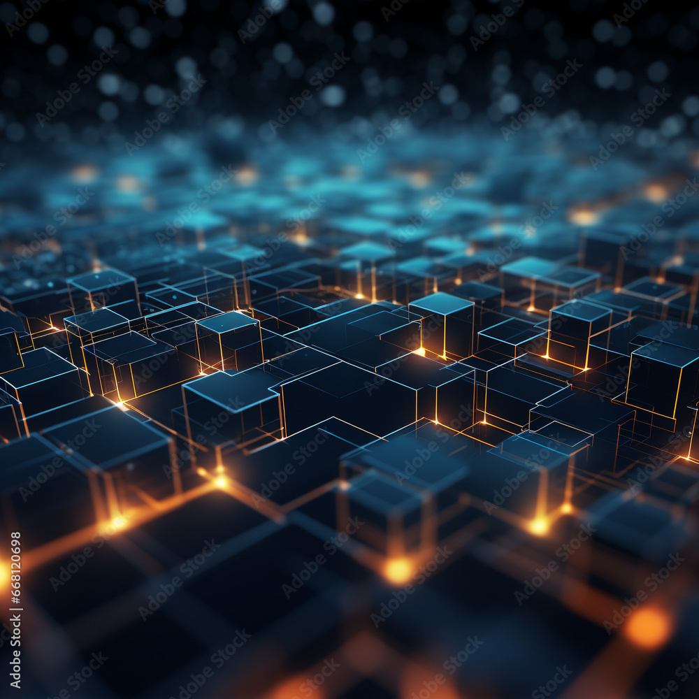 Obraz premium 3D Illustration: Intricate Mesh and Geometric Patterns in the Realm of Technology and Science