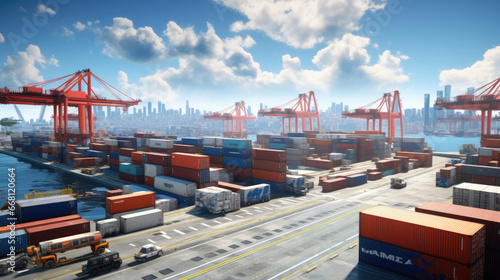 Global Commerce Hub: Efficient Shipping Port with Containers
