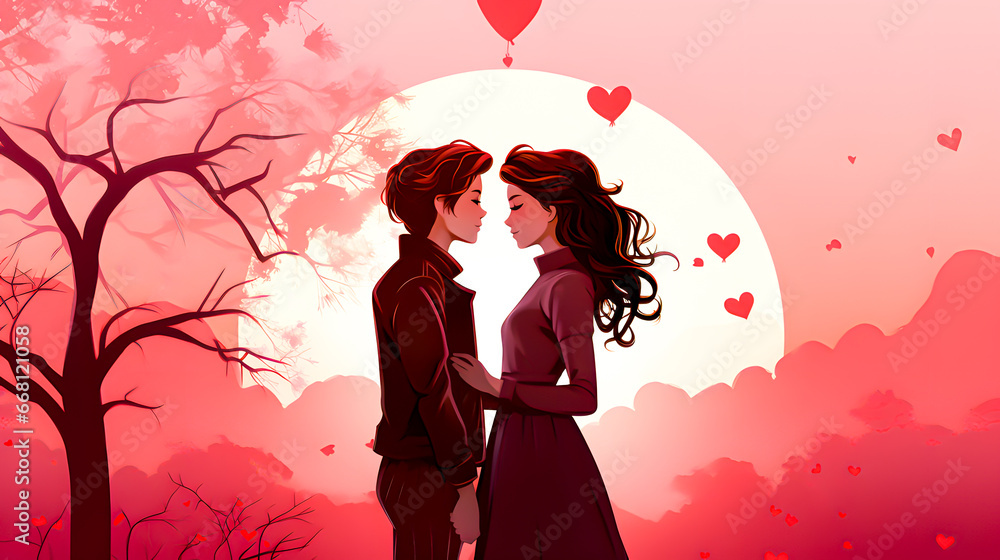 Drawing of two lovers for Valentine's Day Drawing of two lovers for Valentine's Day
