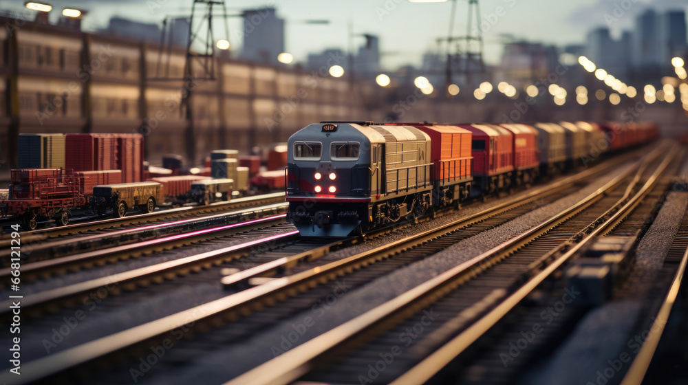 Rail Freight Hub: Trains Arriving and Departing in a Busy Loading Area