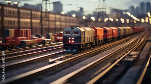 Rail Freight Hub: Trains Arriving and Departing in a Busy Loading Area