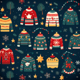 Christmas sweater pattern background - ai generative