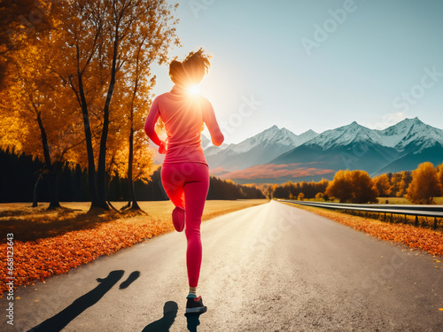 donna che corre autunno sport 