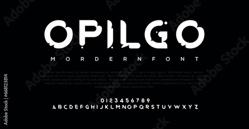 OPILGO Abstract modern alphabet fonts. Typography sport, technology, fashion, digital, future creative logo font. vector illustration
