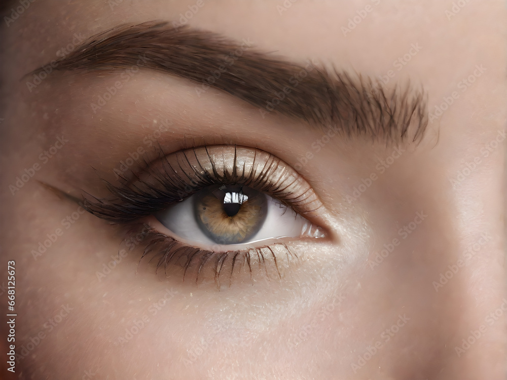 Naklejka premium Gorgeous Close-Up of Female Eye with Stunning Makeup. generative ai