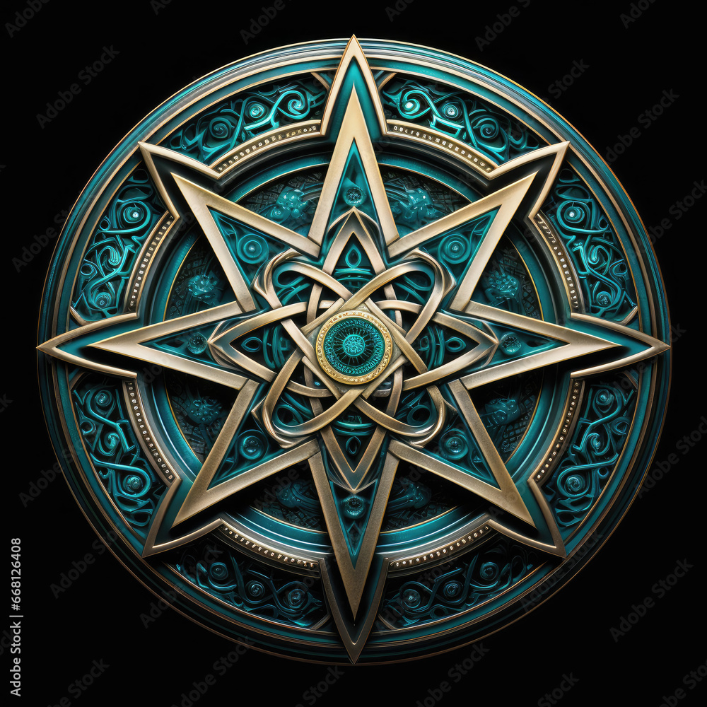 runic spiritual symbol sacred geometry ornament stars - by generative ai