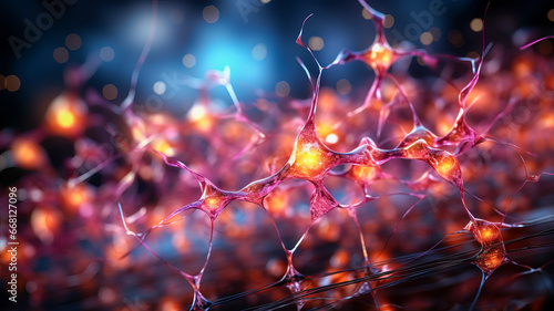 Neural network in the brain. Neurons and the brain cell.